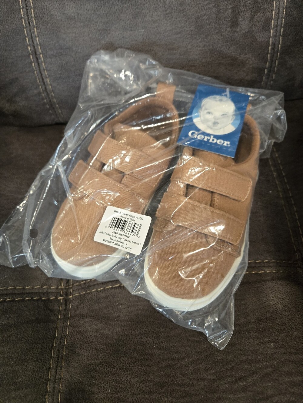 Gerber Toddler Brown Canvas Velcro Sneakers